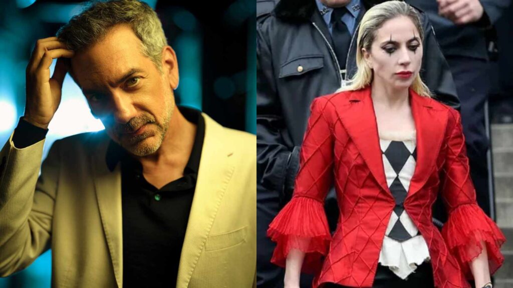 (L) Todd Phillips and (R) Lady Gaga as Harley Quinn (Image: Variety, Warner Bros)