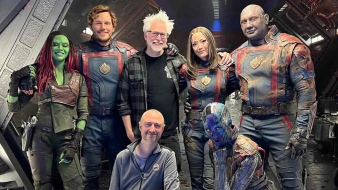 James Gunn with the Guardians of the Galaxy cast (Image: instagram @jamesgunn)