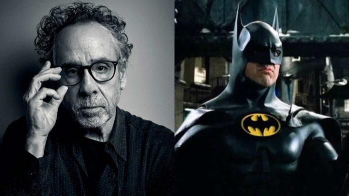 (L) Tim Burton and (R) Michael Keaton as Batman (Image: Variety, Warner Bros)