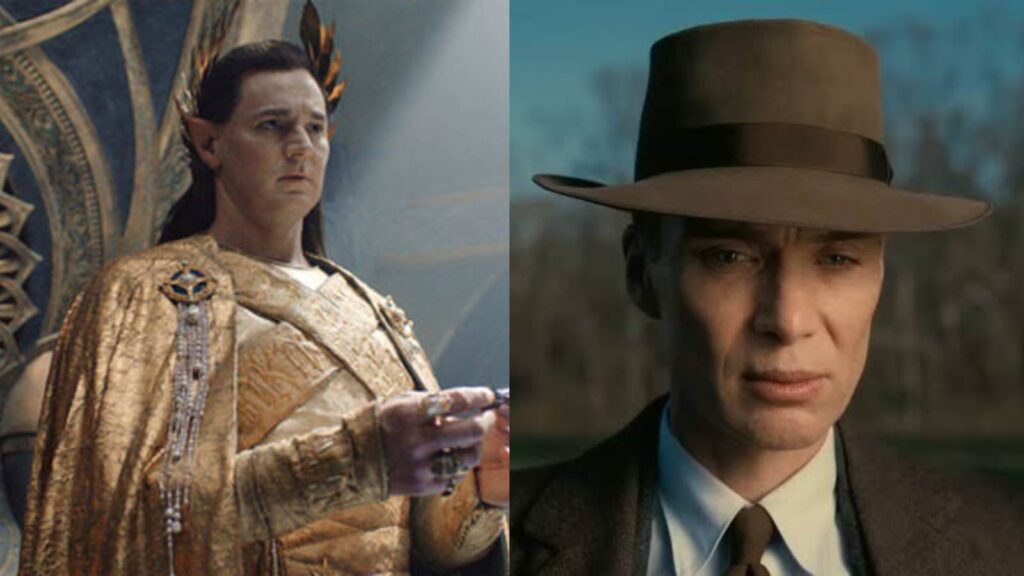 (L) The Rings of Power season one and (R) Cillian Murphy as Oppenheimer (Image: Amazon, Universal pictures)