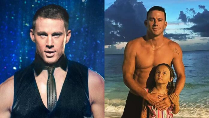 Channing Tatum as Magic Mike and him with his daughter (Image: Warner Bros, instagram @channingtatum)