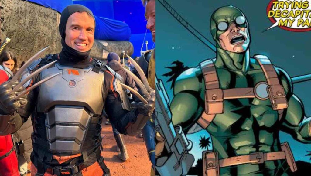 (L) Rob McElhenney as TVA Agent in the cut out cameo (R) Hydra Bob in the comics (Image: Marvel instagram @Rob McElhenney)