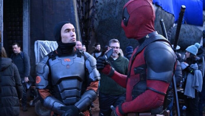 Rob McElhenney as TVA Agent in the cut out cameo and Ryan Reynolds as Deadpool (Image: imstagram @vancityreynolds)