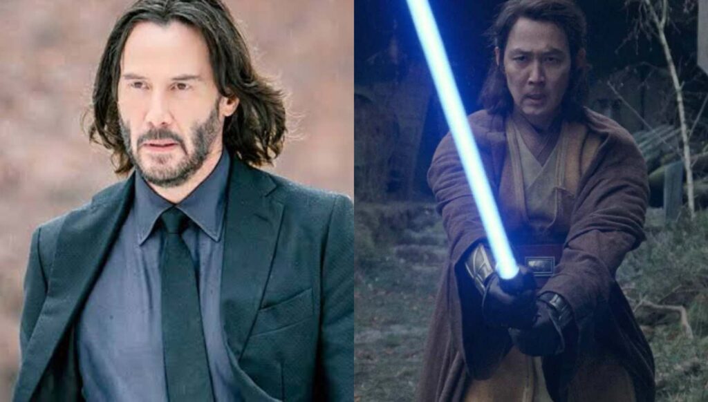 (L) Keanu Reeves and (R) Lee Jang-Jae in The Acolyte (Image: Lucasfilm, Lionsgate)