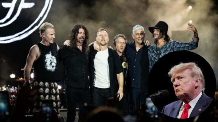 Foo Fighters and Donald Trump (Image: Instagram @foofighters/ AP images)