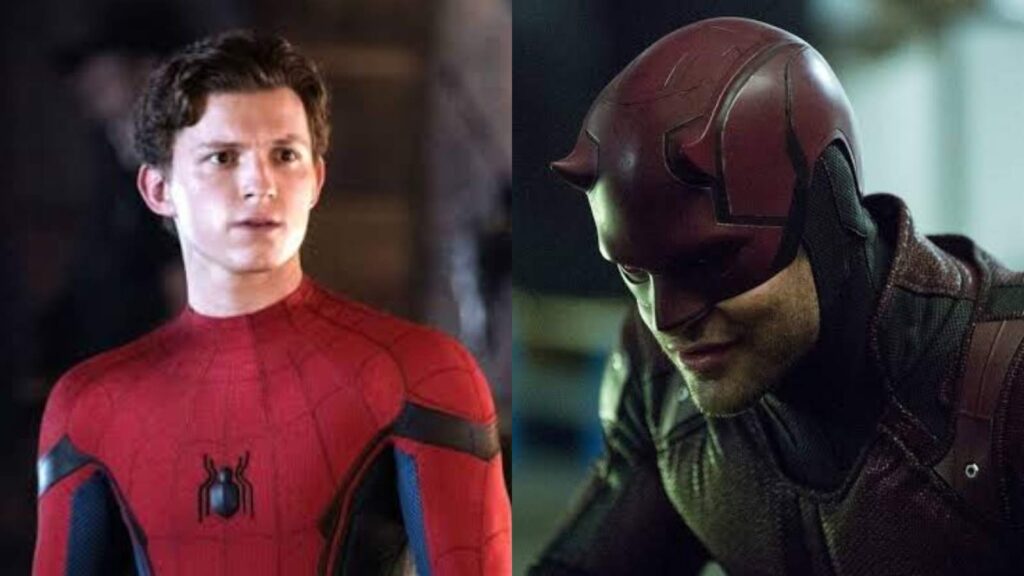 (L) Tom Holland as Spider-Man and (R) Charlie Cox as Daredevil (Image: Marvel)