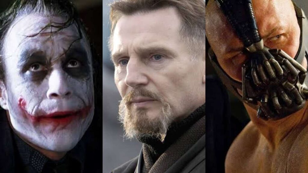 (L To R) Joker, Ra's al Ghul, and Bane in The Dark Knight Trilogy (Image: DC)