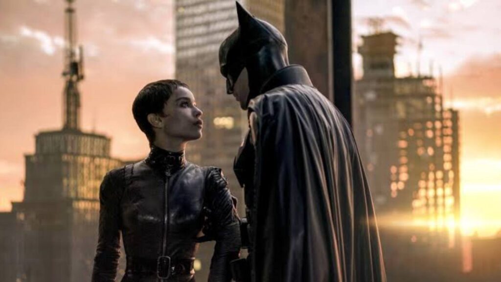 Zoe Kravitz as Catwoman and Robert Pattinson as Batman (Image: Warner Bros)