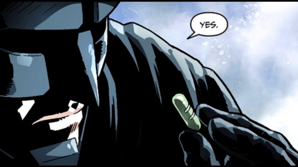 Batman with the 5-U-93-R Pill (Image: DC)