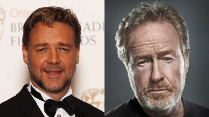 (L) Russell Crowe and (R) Ridley Scott (Image: IMDb)