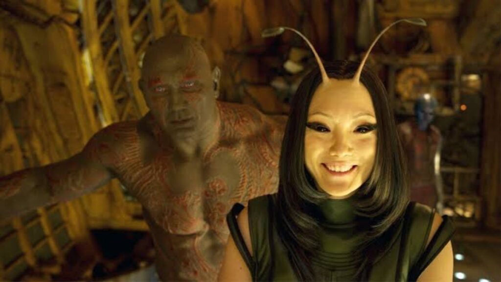 Dave Batista as Drax and Pom Klementiff as Mantis (Image: Marvel)