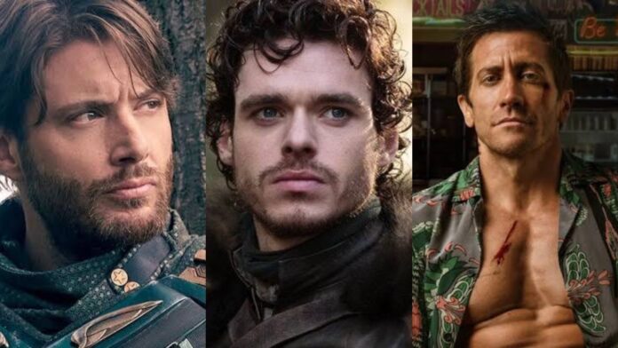 (L to R) Jensen Ackles as Soldier Boy, Richard Madden as Robb Stark, and Jake Gyllenhaal in Roadhouse (Image Amazon, HBO)