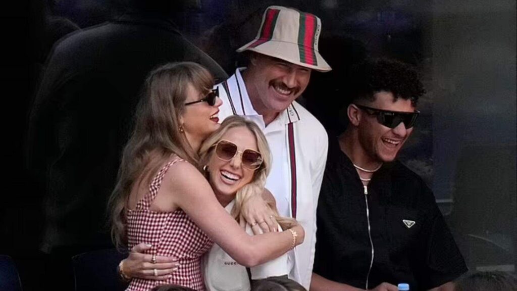 Taylor Swift, Brittany Mahomes, Travis Kelce and Patrick Mahomes at the US Open (Image: AP)