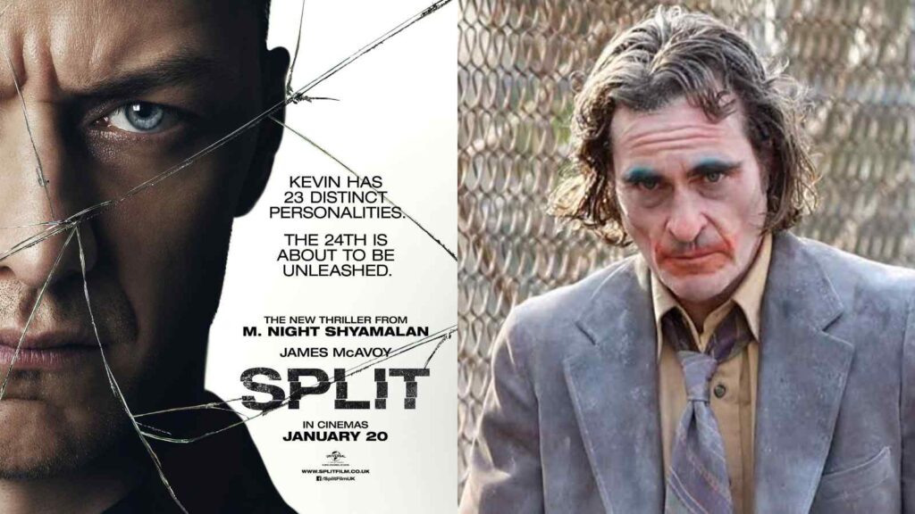 Poster for 'Split' and Joaquin Phoenix in 'Joker' (Image: Universal Pictures and WarnerBros)