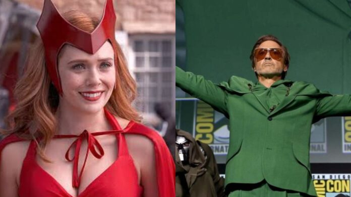 Elizabeth Olsen as the Scarlet Witch and Robert Downet Jr as Dr Doom (Image: Marvel)