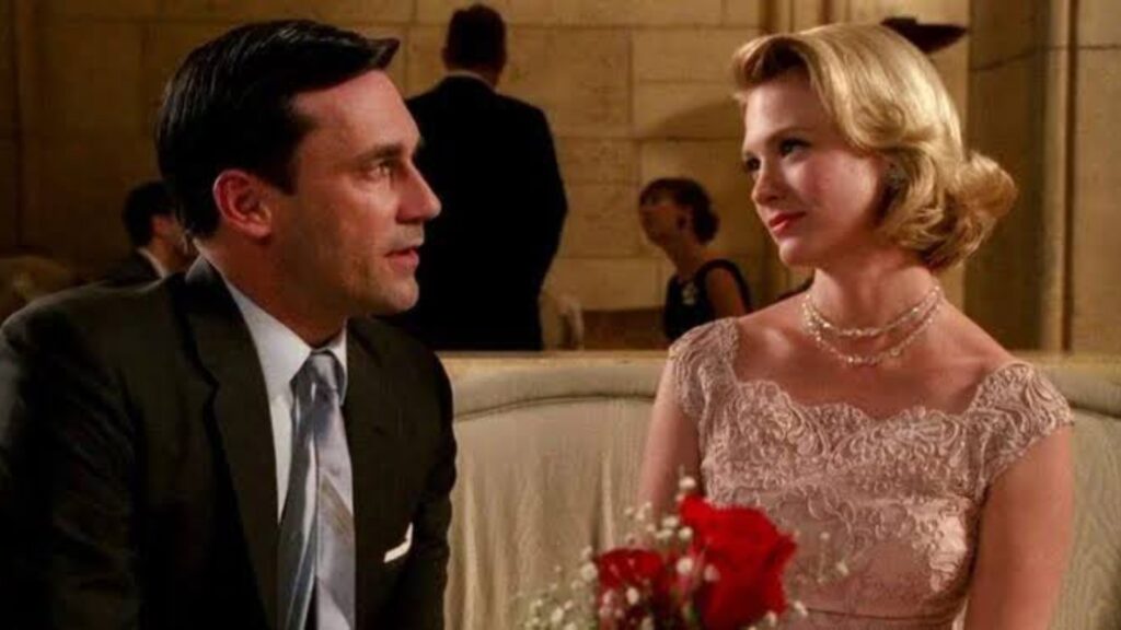 Jon Hamm as Don Draper and January Jones as Betty Draper in Mad Men (Image: AMC)