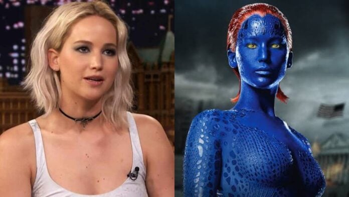 Jennifer Lawrence and her as Mystique (Image: The tonight show, with Jimmy Fallon, 20th Century Fox)