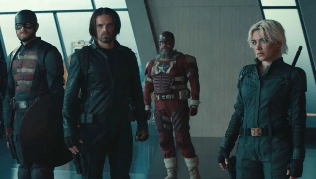 Sebastian Stan as Bucky Barnes with the Thunderbolts in the films teaser (Image: Marvel)