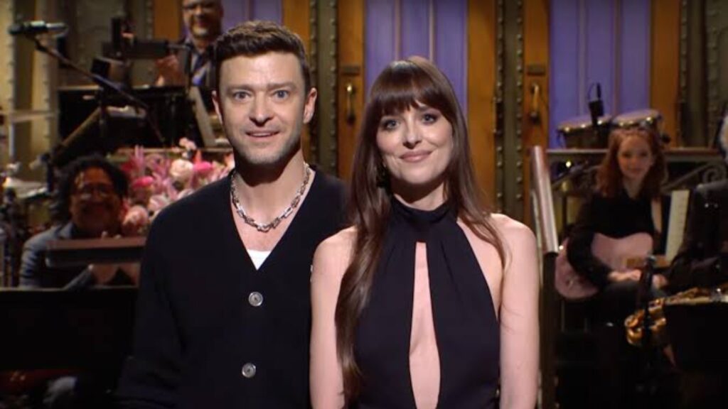 Justin Timberlake and Dakota Johnson (Image: SNL)