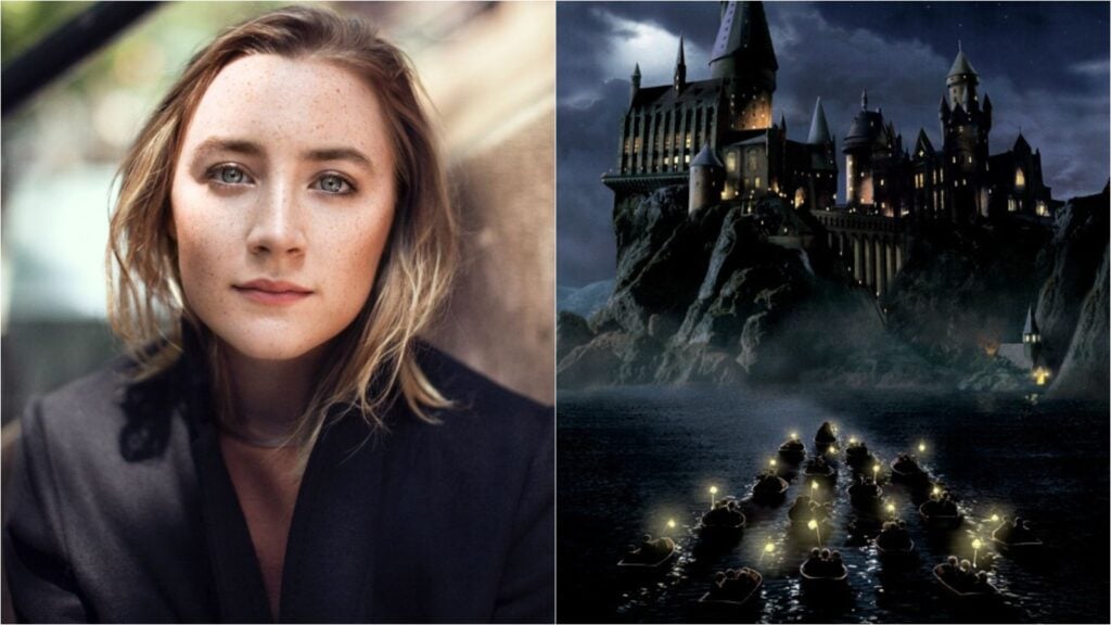 Saoirse Ronan and Hogwarts (Image: Cara Magazine, Warner Bros.)