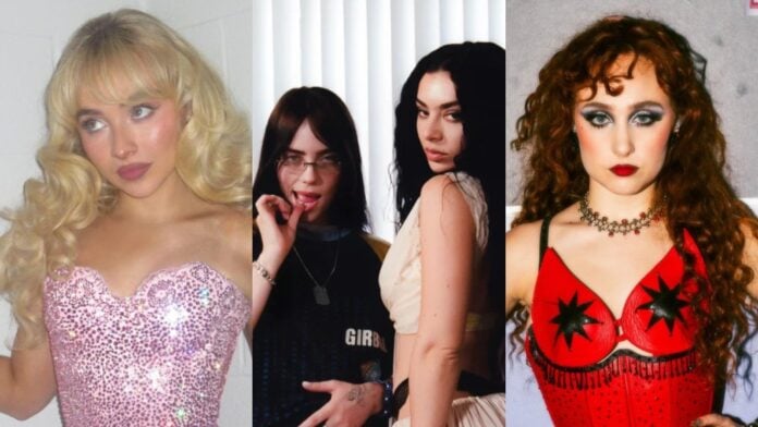 (L to R) Sabrina Carpenter, Billie Eillish, Charli XCX, and Chappellroan (Image: Instagram @chappellroan, @sabrinacarpenter, terrenceoconnor)