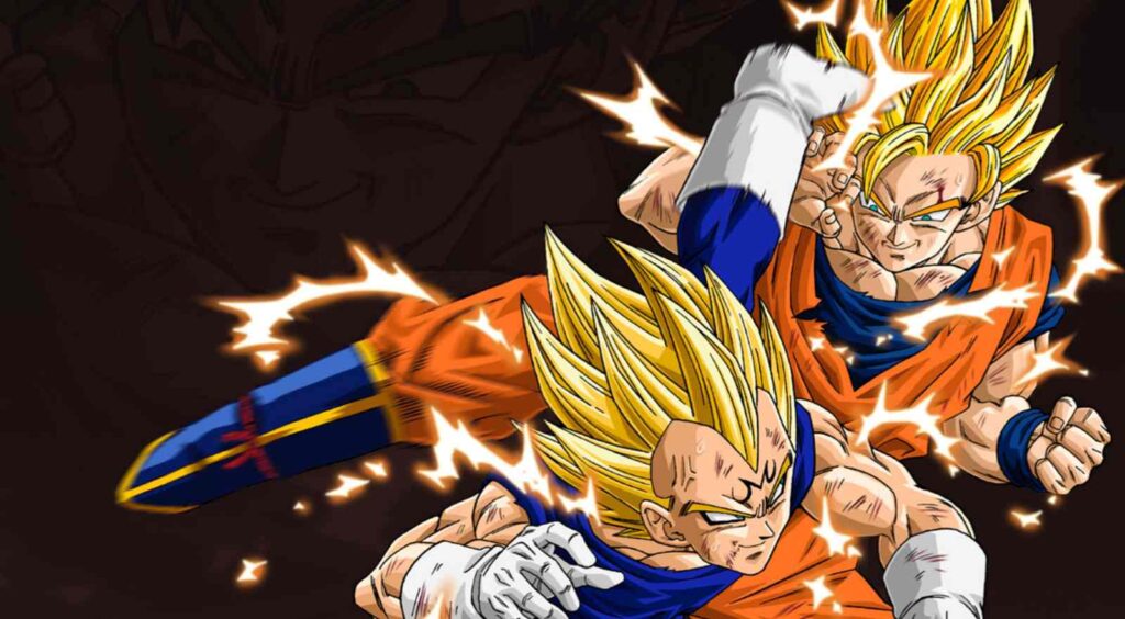 Goku and Majin Vegeta shown in Dragon Ball