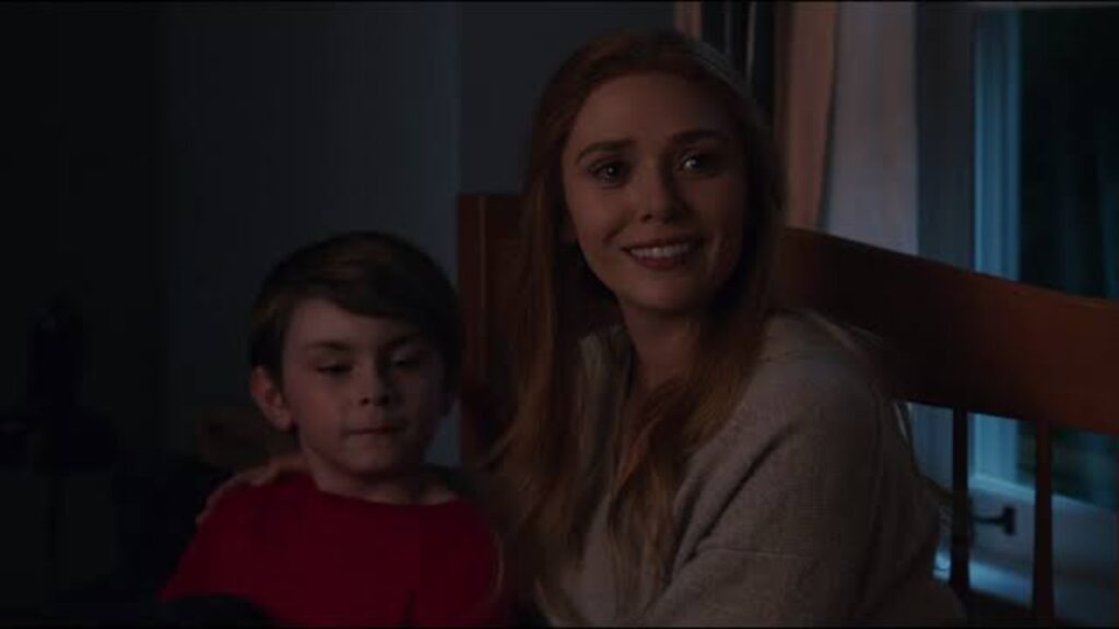 Julian Hilliard as Billy Maximoff and Elizabeth Olsen as Wanda Maximoff in Wandavision (Image: Disney+)