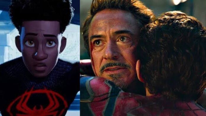 Miles Morales, Robert Downey Jr., as Iron Man and Tom Holland as Spider-Man (Image: Marvel)