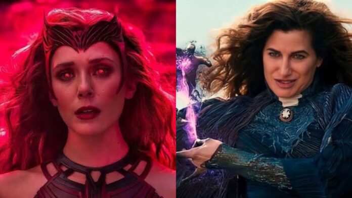 Elizabeth Olsen as The Scarlet Witch and Kathryn Hahn as Agatha Harkness (Image: Marvel)