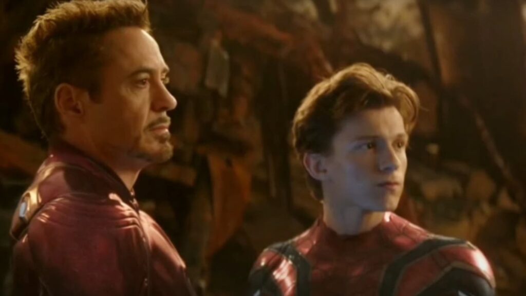 Robert Downey Jr as Tony Stark and Tom Holland as Spider-Man (Image: Marvel) 