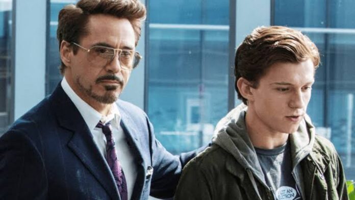 Robert Downey Jr as Tony Stark and Tom Holland as Spider-Man (Image: Marvel)