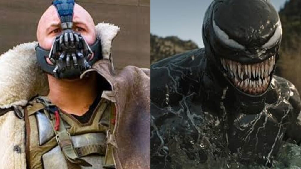 Tom Hardy as Bane and Venom (Image: Sony, Warner Bros)