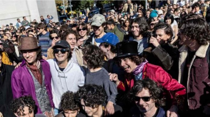 Timothee Chalamet's fans gathered at the look-alike contest in NYC (Image: AP)