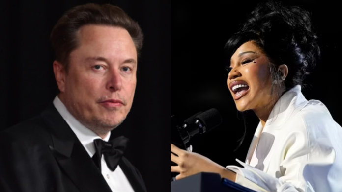 Elon Musk (L) and Cardi B (R) Image: AP)