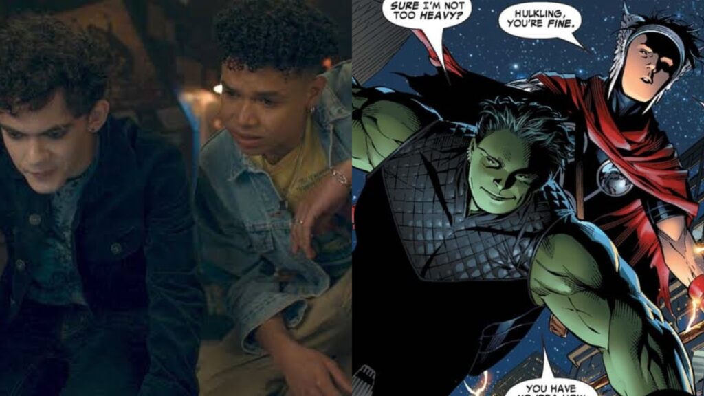 Billy Maximoff and Eddie in 'Agatha All Along' and Hulking and Billy Maximoff in the comics (Image: Marvel, Disney+) 