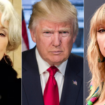 Meryl Streep (L), Donald Trump (C), and Taylor Swift (R)