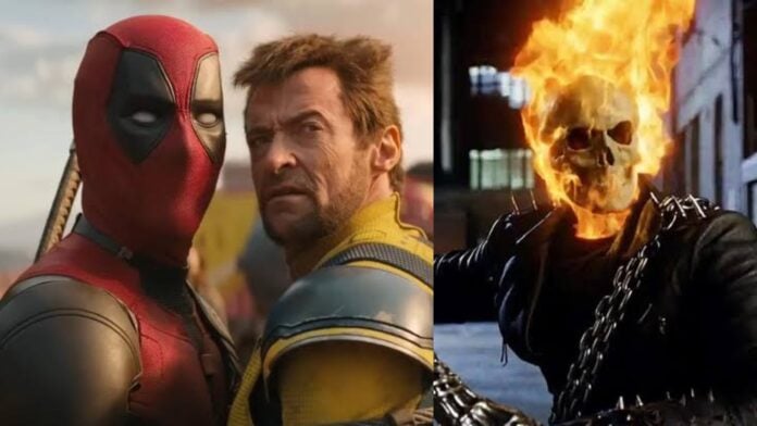 Ryan Reynolds as Deadpool, Hugh Jackman as Wolverine, Nicholas Cage as Ghost Rider (Image: Marvel, Sony)