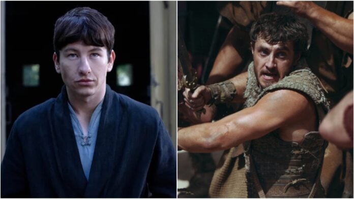 (L) Barry Keoghan in 'Eternals', (R) Paul Mescal in 'Gladiator 2' (Image: Marvel Studios, Paramount Pictures)