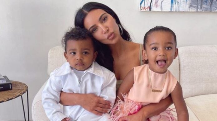 Kim Kardashian with her two children (Image: Instagram @kimkardashian)