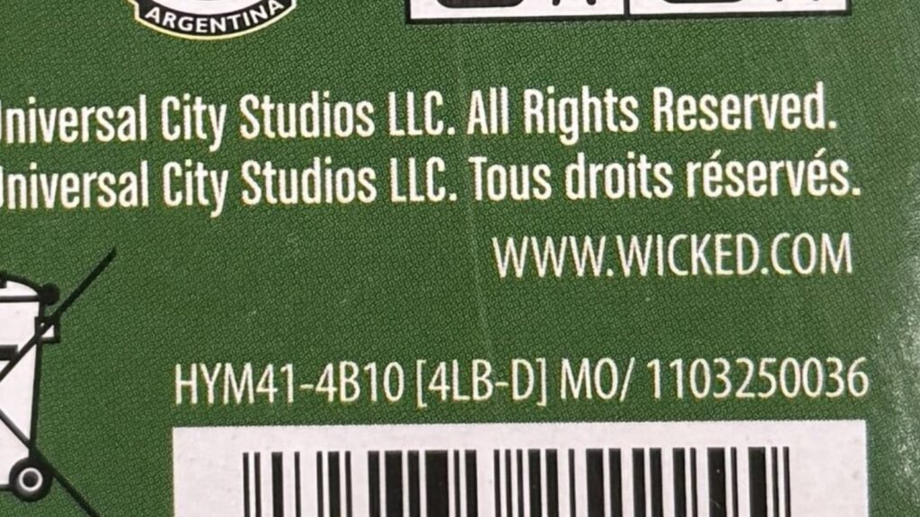 The back of the 'Wicked' doll packaging with the wrong link (Image: X)