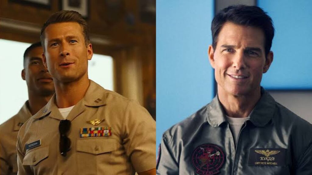 Glen Powell and Tom Cruise in 'Top Gun Maverick' (Image: Paramount Pictures) 