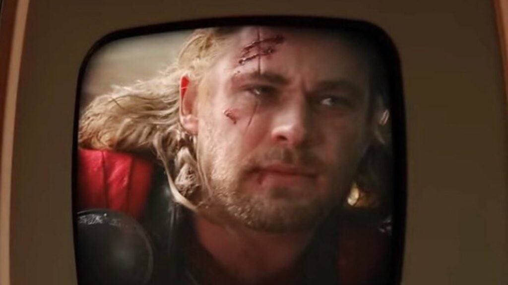 Chris Hemsworth's Thor crying in 'Deadpool and Wolverine (Image: Marvel)