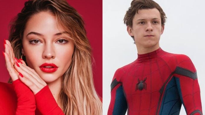 Madelyn Cline and Tom Holland as Spider-man (Image: instagram @madelyncline, Marvel)