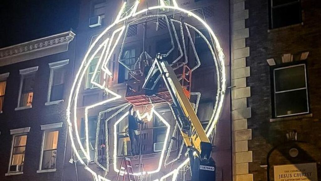 Spider-Man logo spotted in NYC (Image: X @phil_spvrs)