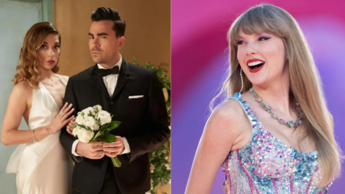 Still from 'Schitt's Creek'(L) and Taylor Swift (R) (Images: AP)