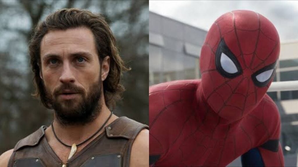 Aaron Taylor-Johnson in 'Kraven The Hunter' and Ton Holland as Spider-Man (Image: Sony, Marvel)