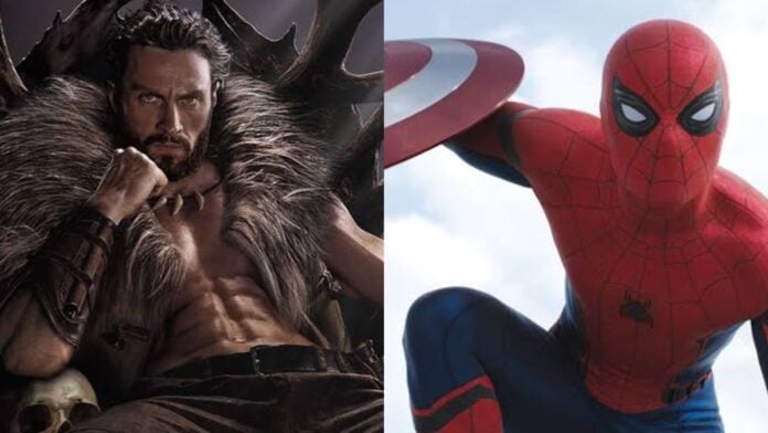 Aaron Taylor-Johnson in 'Kraven The Hunter' and Ton Holland as Spider-Man (Image: Sony, Marvel)