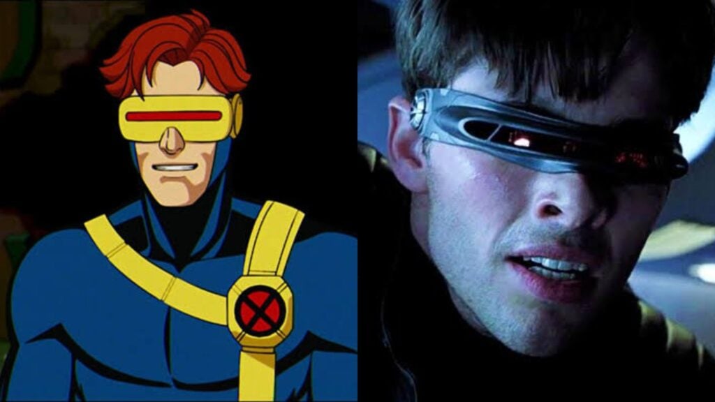 Cyclops in X-Men '97 and James Marsden as Cyclops (Image: 20th Century Fox, Marvel)