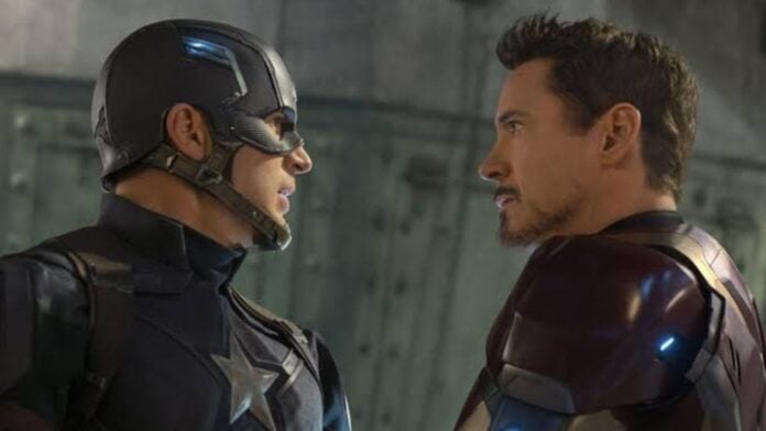 Robert Downey Jr. as Iron Man and Chris Evans as Captain America (Image: Marvel)