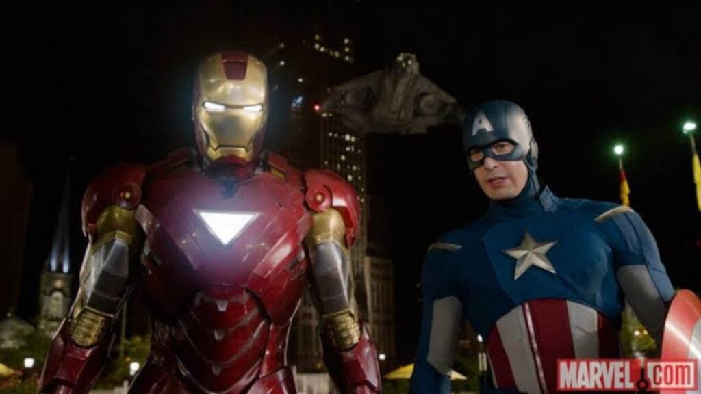 Robert Downey Jr. as Iron Man and Chris Evans as Captain America (Image: Marvel)